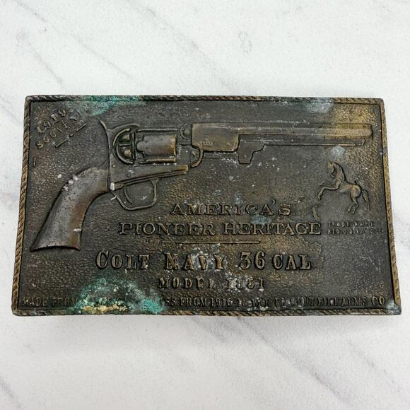 Vintage Colt Navy 36 Cal Model 1851 Belt Buckle Pioneer Heritage ✨ - Picture 1 of 10